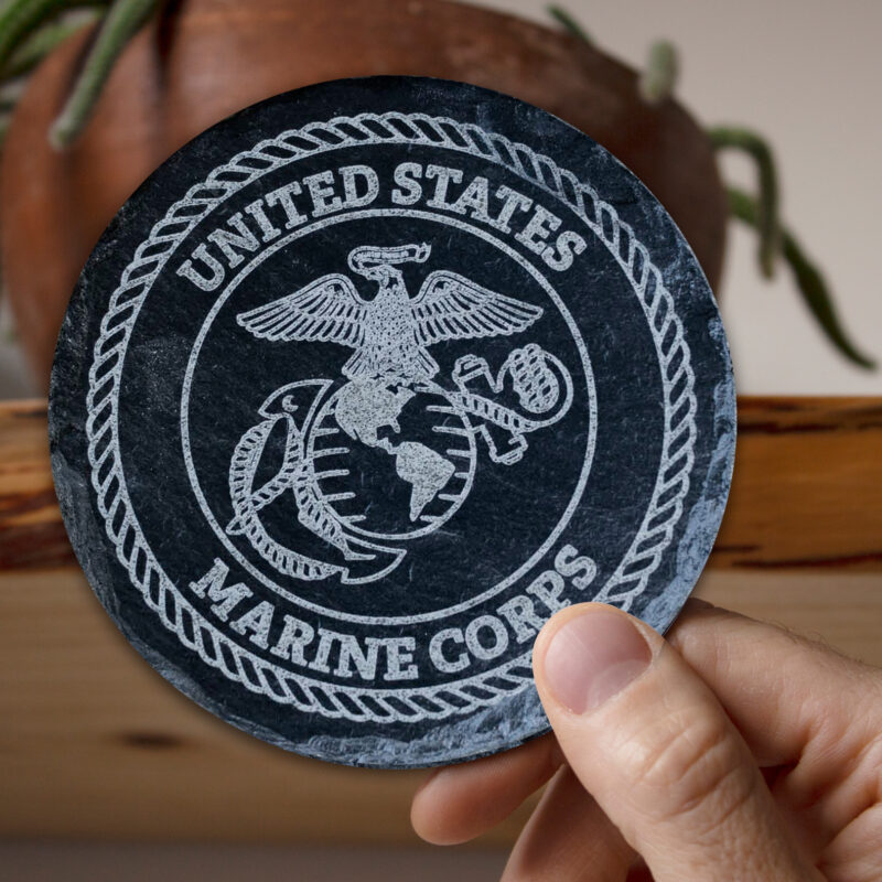 MARINES SLATE COASTER SET - 4PC