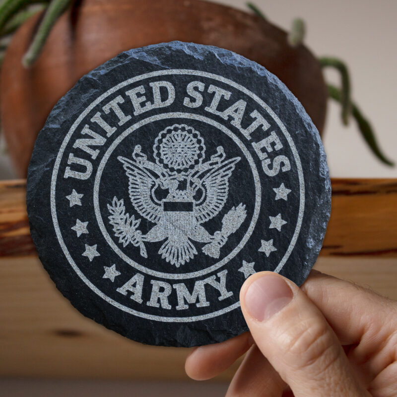 U.S.A. ARMY SLATE COASTER SET - 4PC