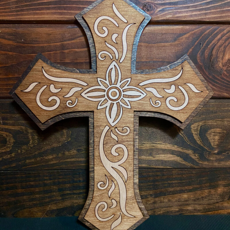 INLAYED FLOWER CROSS