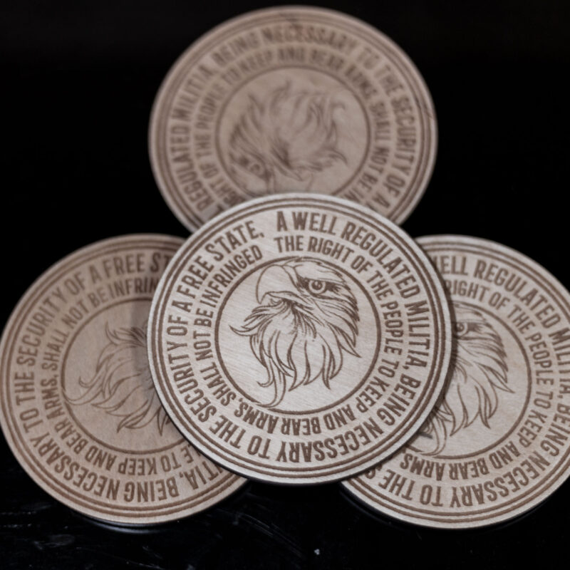 2nd Amendment Eagle Wood Coaster Set