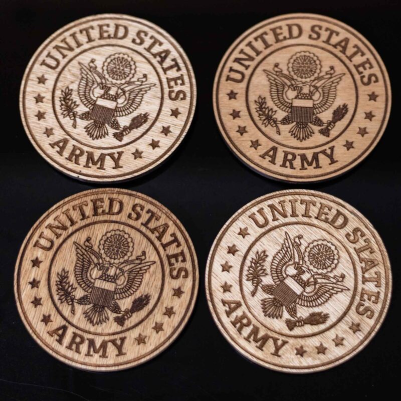 US Army Wood Coaster Set