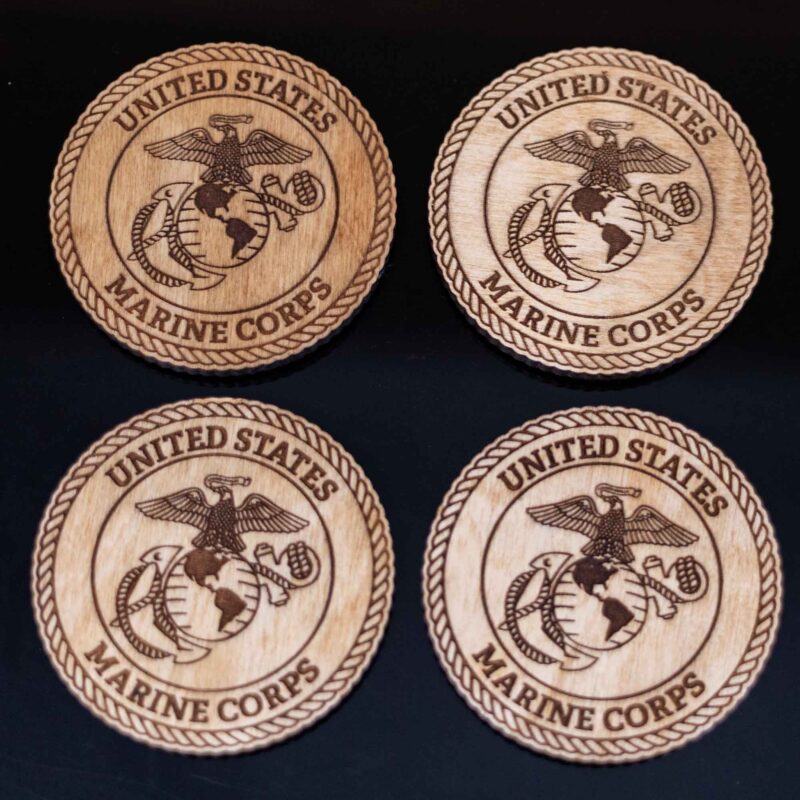 US Marine Corps Wood Coaster Set