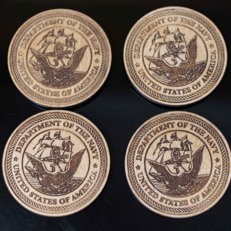 US Navy Wood Coaster Set
