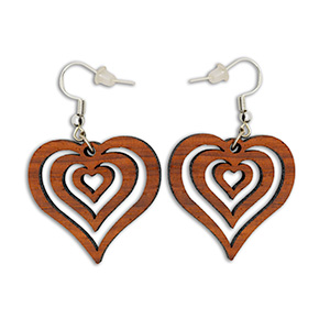 Bloodwood Triple Hearts Earrings