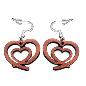 Bloodwood Two Hearts Earrings