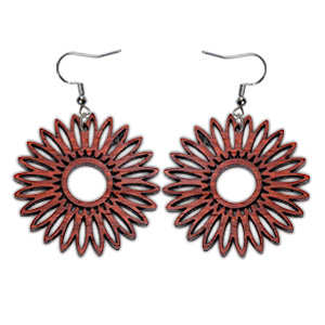 Bloodwood Geometric Flower Earrings