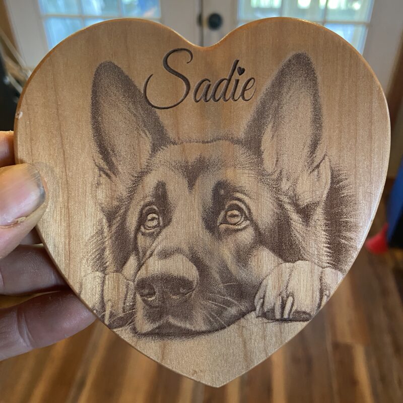 German Shepherd Photo Engraved Heart Plaque