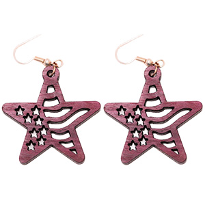 Purple Heart Star Flag Earrings