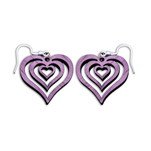 Purple Heart Triple Hearts Earrings