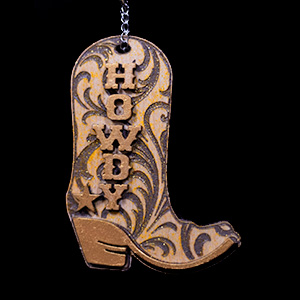 HOWDY COWGIRL BOOT CAR CHARM