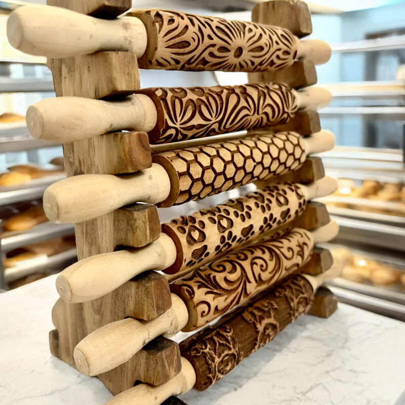Embossed Mini Rolling Pins And Rack