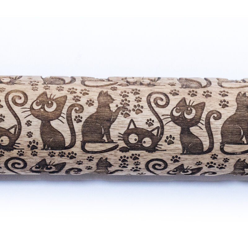 Embossed Rolling Pin Cats
